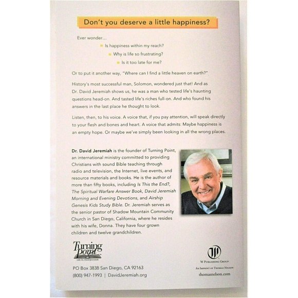 David Jeremiah 31 DAYS TO HAPPINESS Book Searching For Heaven On Earth Brand New - Picture 2 of 3